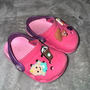 CROCS Pink and Purple Sandals with Perforated Design
